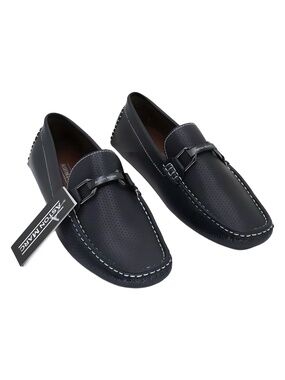 Aston Marc Mens Charter Navy Perforated Bit Driving Shoe Loafers Size 8M